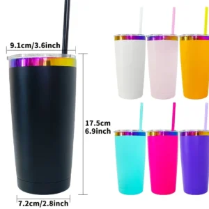 Black Rainbow Tumbler 20oz Water Bottle